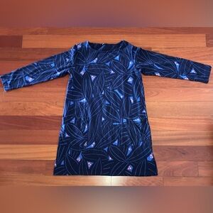 marimekko Blue Abstract Print Long Sleeve Dress M